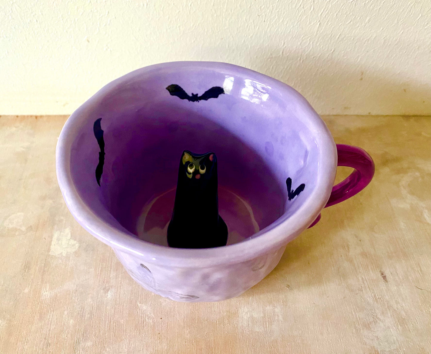 Millie's Pottery Twilight Mug with Peekaboo Black Cat