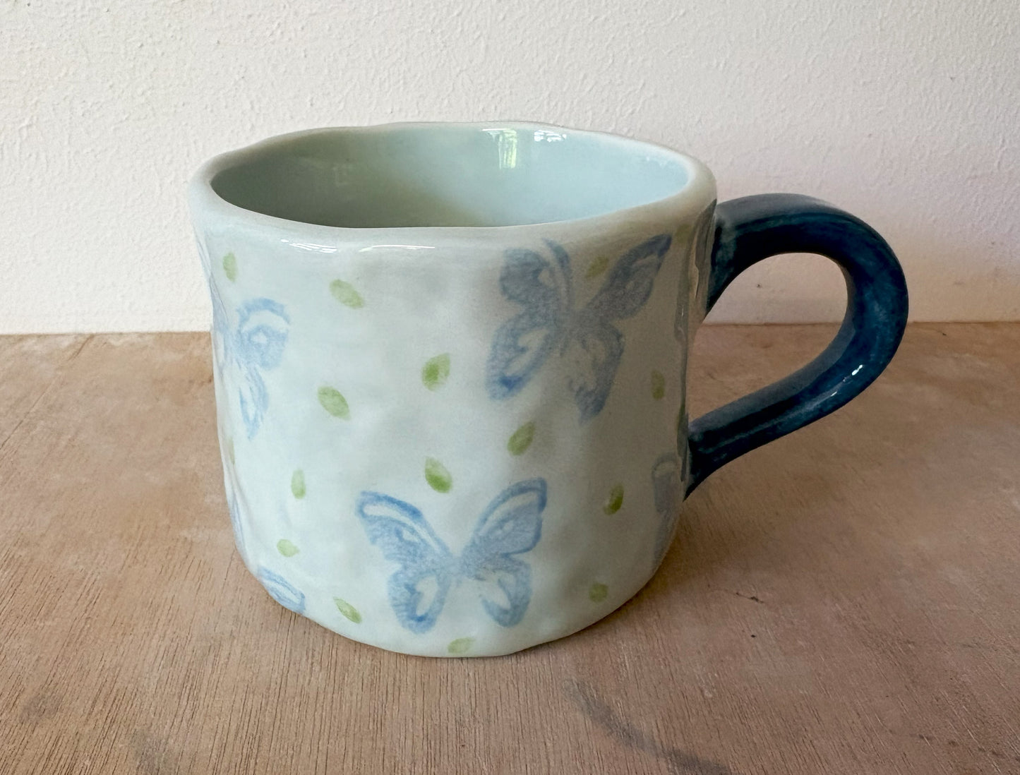 Millie's Pottery Pride and Prejudice Bewitched Blue Hand Made Large Round Mug