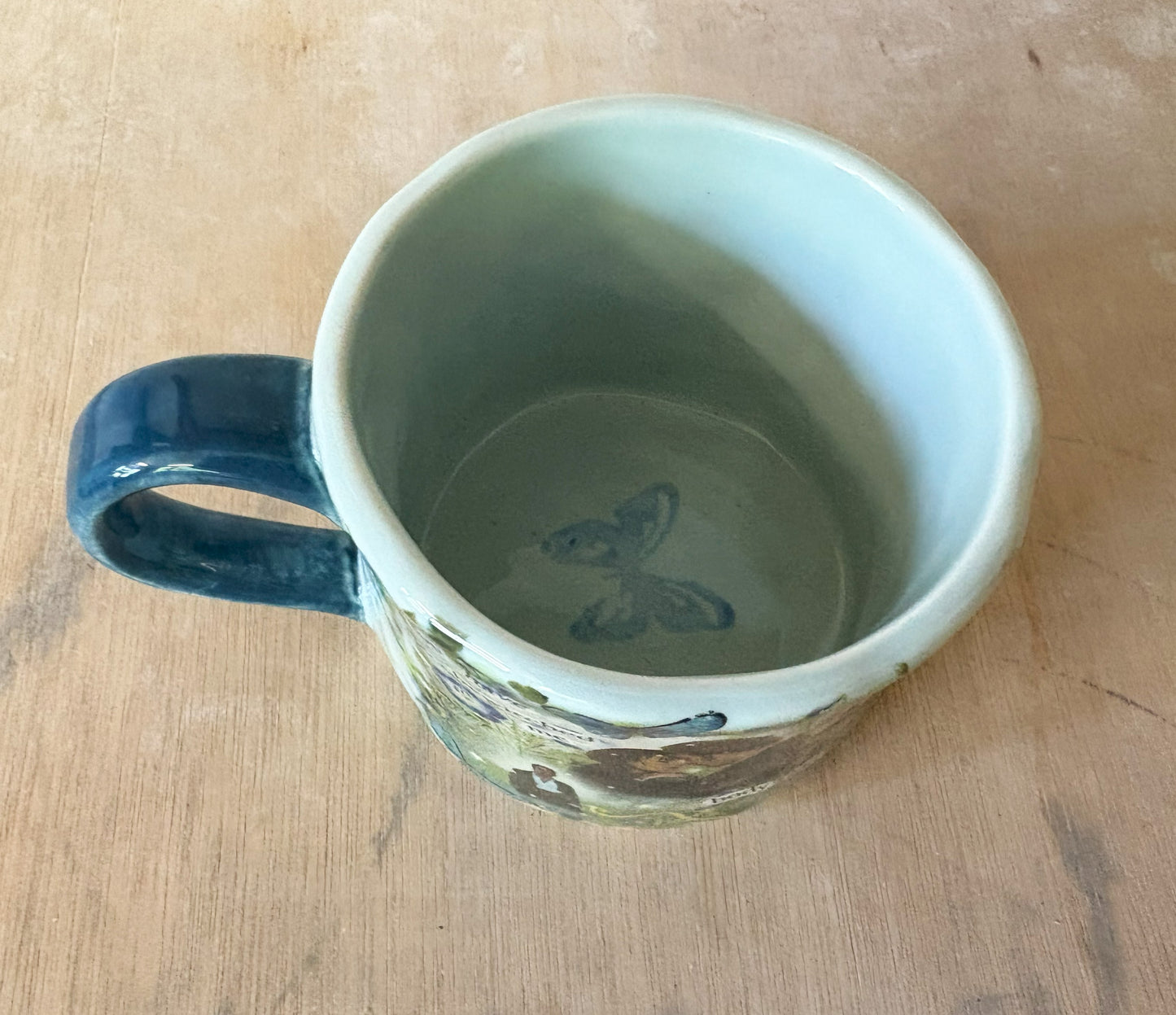 Millie's Pottery Pride and Prejudice Bewitched Blue Hand Made Large Round Mug