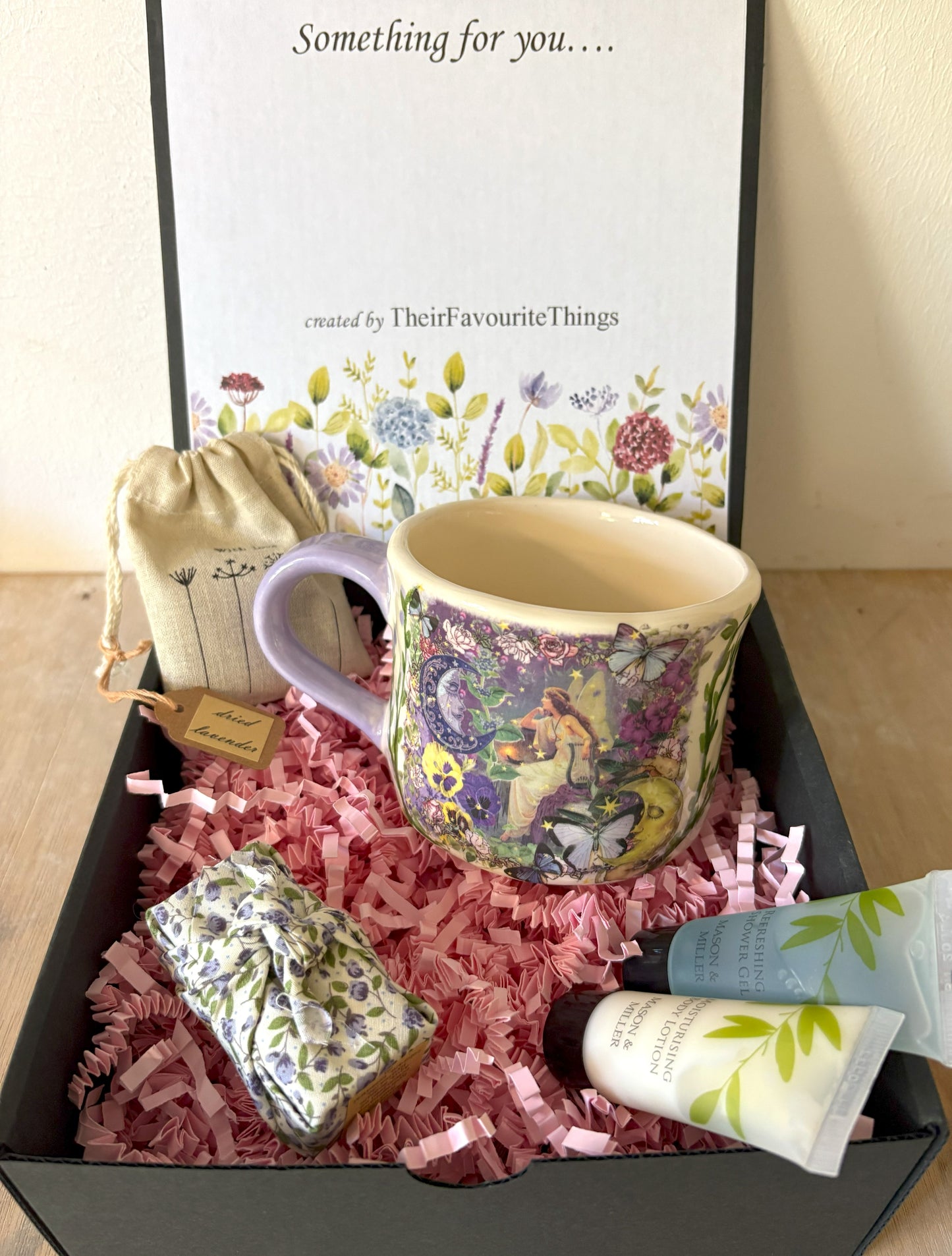 Millie's Pottery Purple and Lilac Fairy Design Hand Painted Large Mug Gift Set