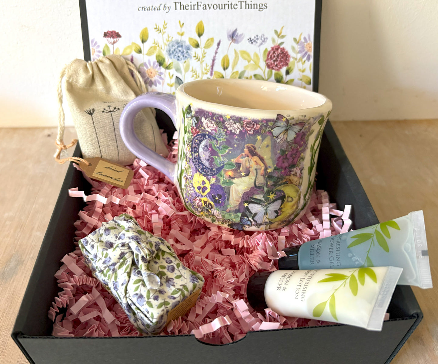 Millie's Pottery Purple and Lilac Fairy Design Hand Painted Large Mug Gift Set