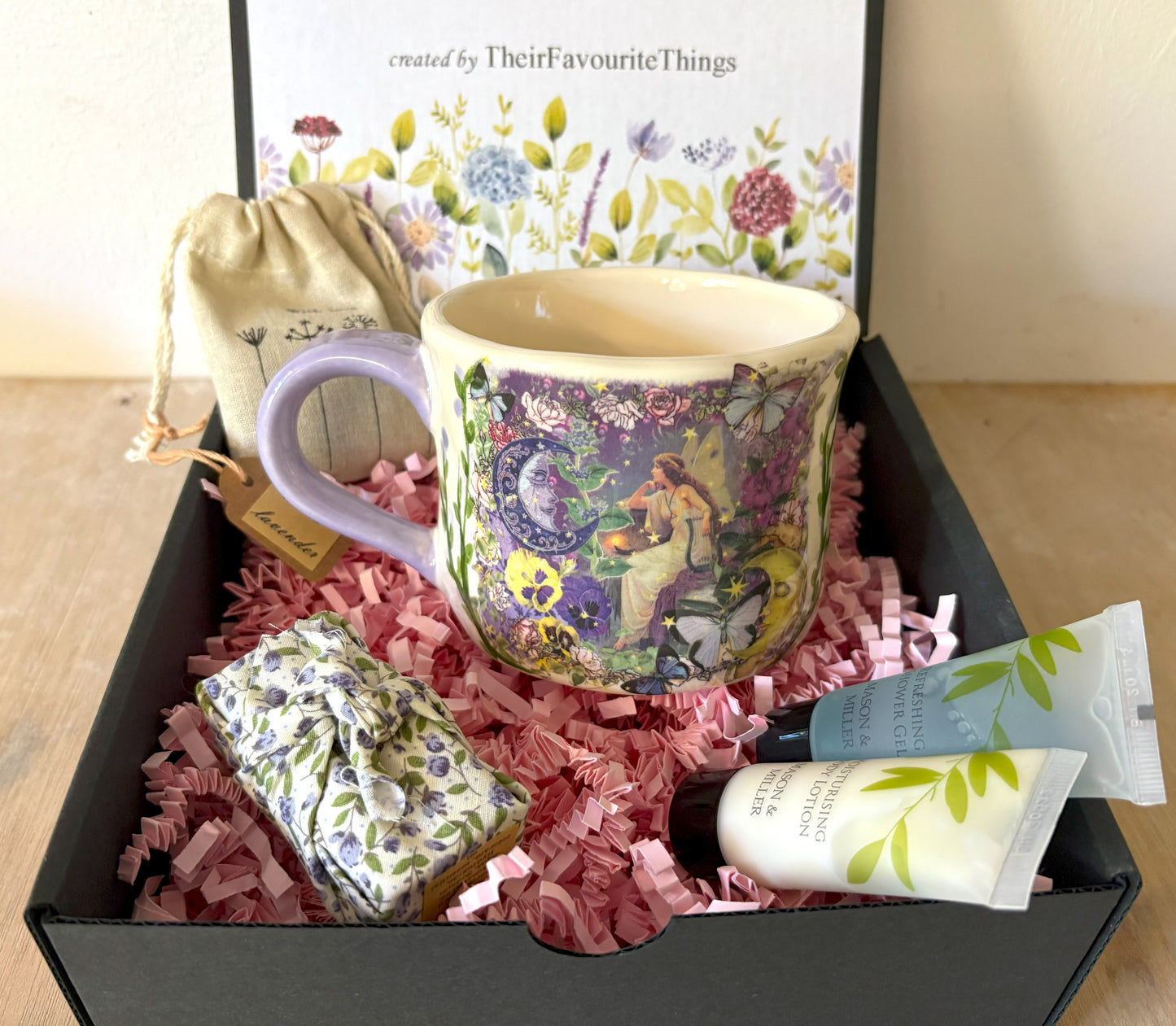 Millie's Pottery Purple and Lilac Fairy Design Hand Painted Large Mug Gift Set