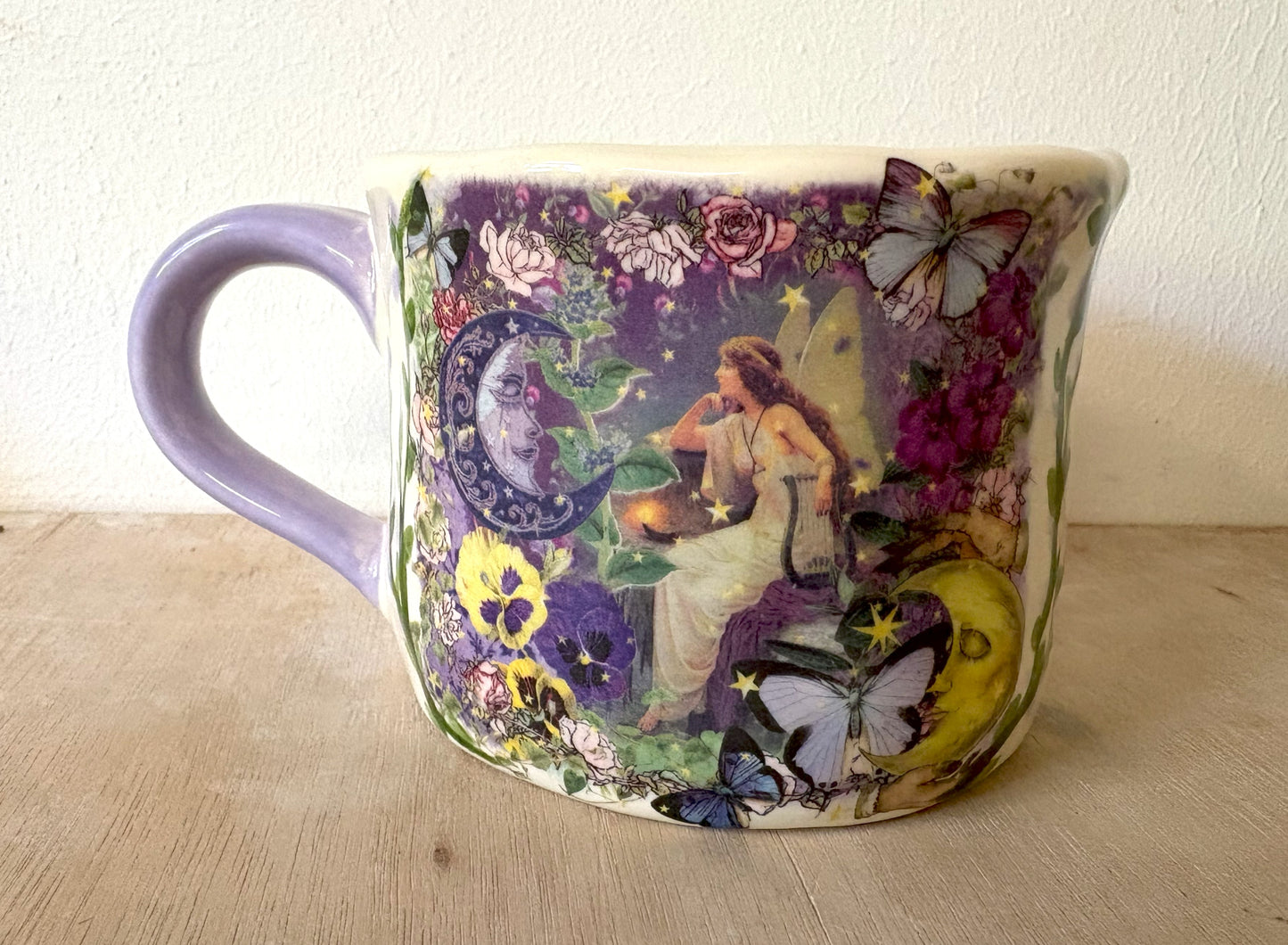 Millie's Pottery Purple and Lilac Fairy Design Hand Painted Large Mug Gift Set