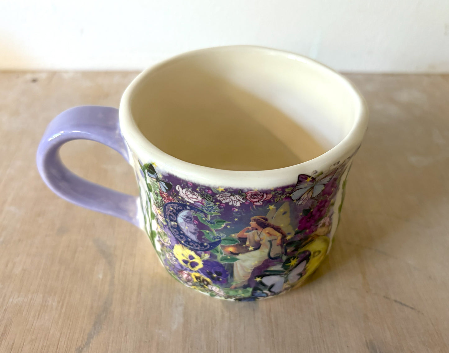 Millie's Pottery Purple and Lilac Fairy Design Hand Painted Large Mug Gift Set