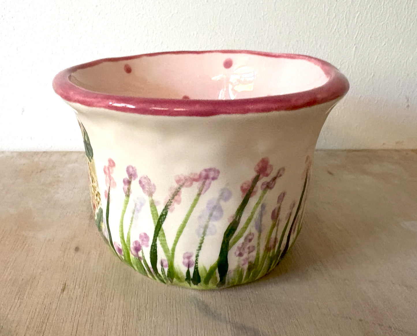 Millie's Pottery Large Pink Fairy Tea Party Scroll Handle Mug