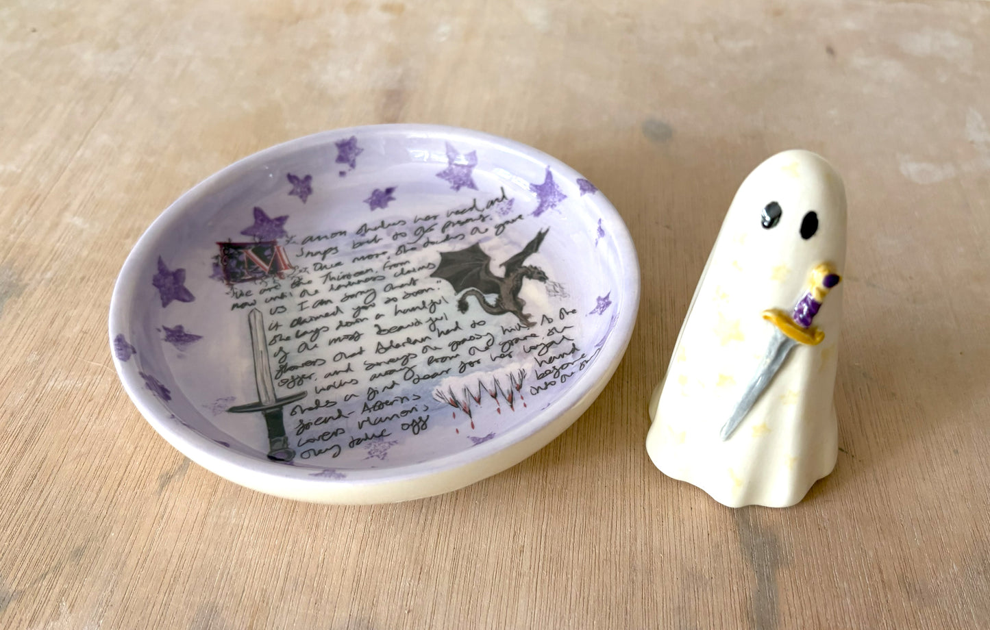 Millie's Pottery Throne of Glass Manon Trinket Dish with Fantasy Ghost Gift Set