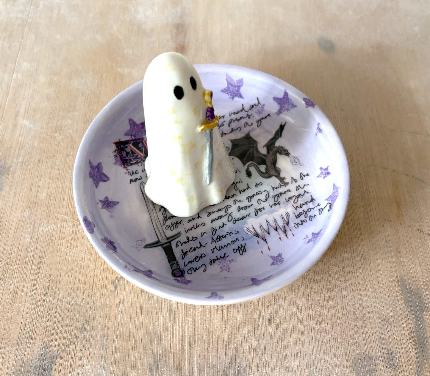 Millie's Pottery Throne of Glass Manon Trinket Dish with Fantasy Ghost Gift Set