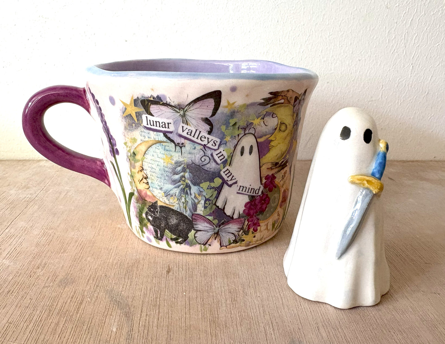 Millie's Pottery Luna Valleys Large Mug with Fantasy Ghost Protector Hand Made Gifts