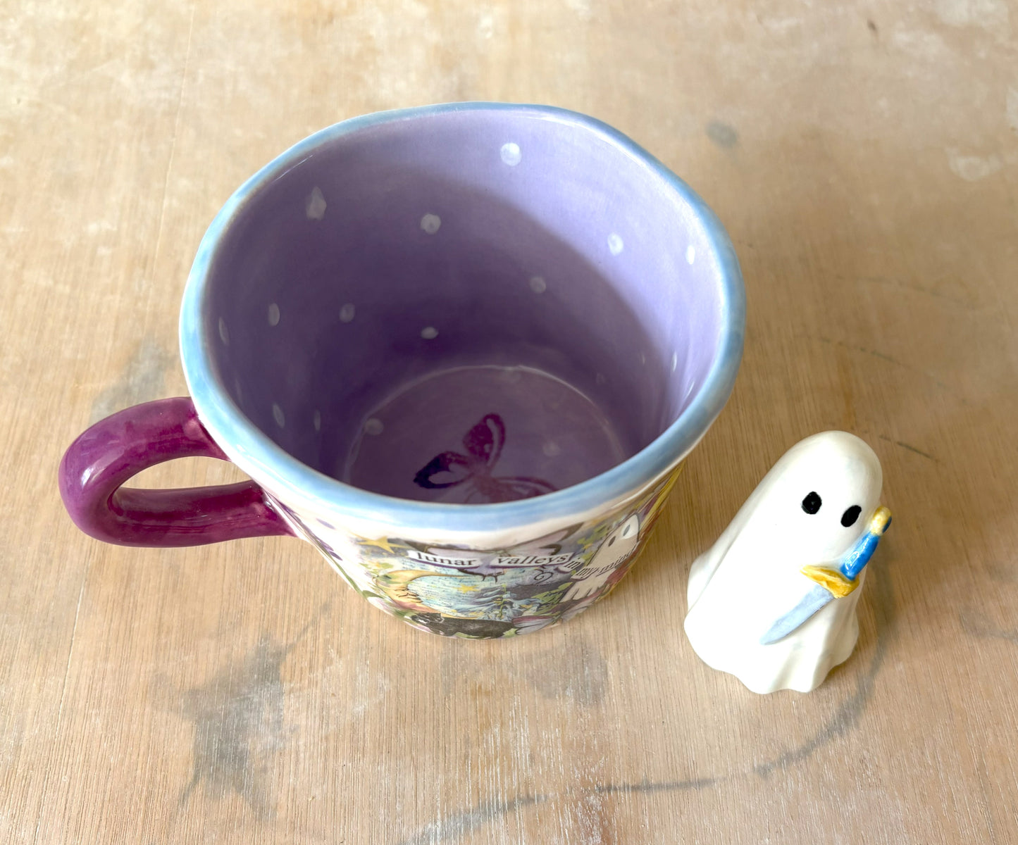 Millie's Pottery Luna Valleys Large Mug with Fantasy Ghost Protector Hand Made Gifts