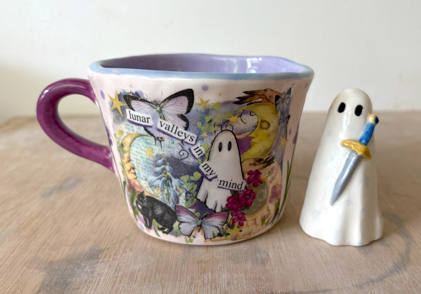 Millie's Pottery Luna Valleys Large Mug with Fantasy Ghost Protector Hand Made Gifts