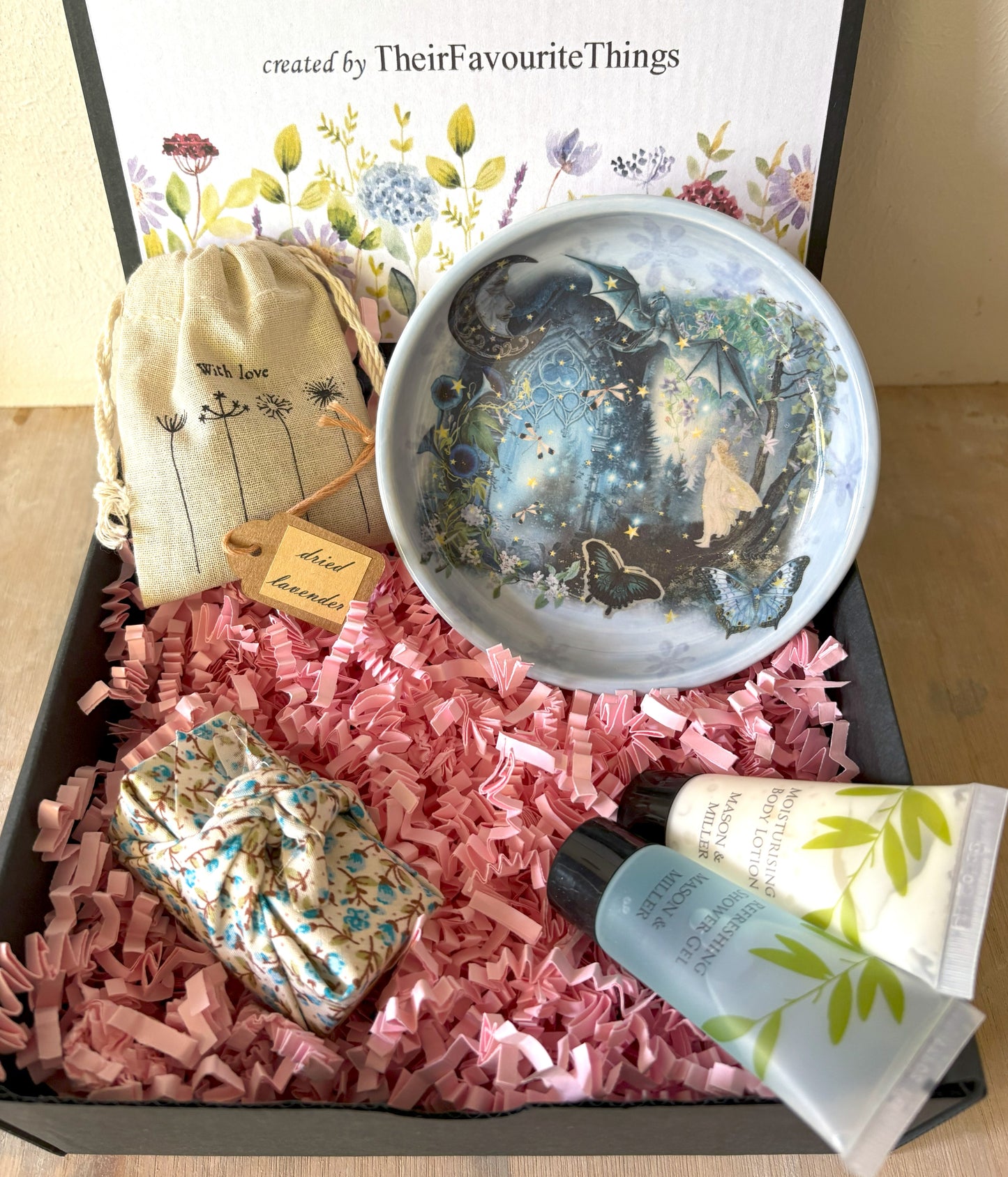 Millie's Pottery Blue Dragon Fairy Trinket Dish Gift Set