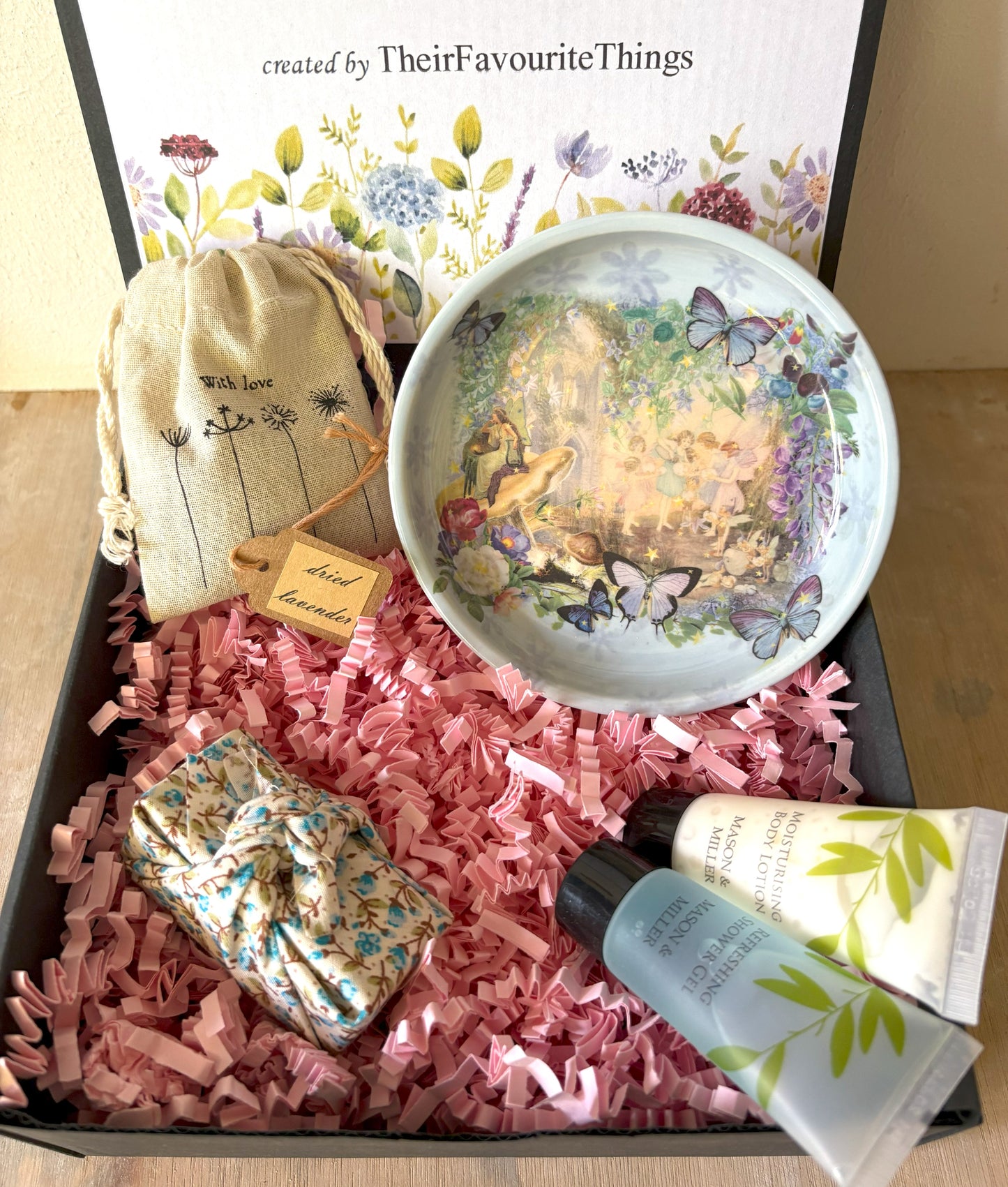 Millie's Pottery Blue Garden Fairy Trinket Dish Gift Set