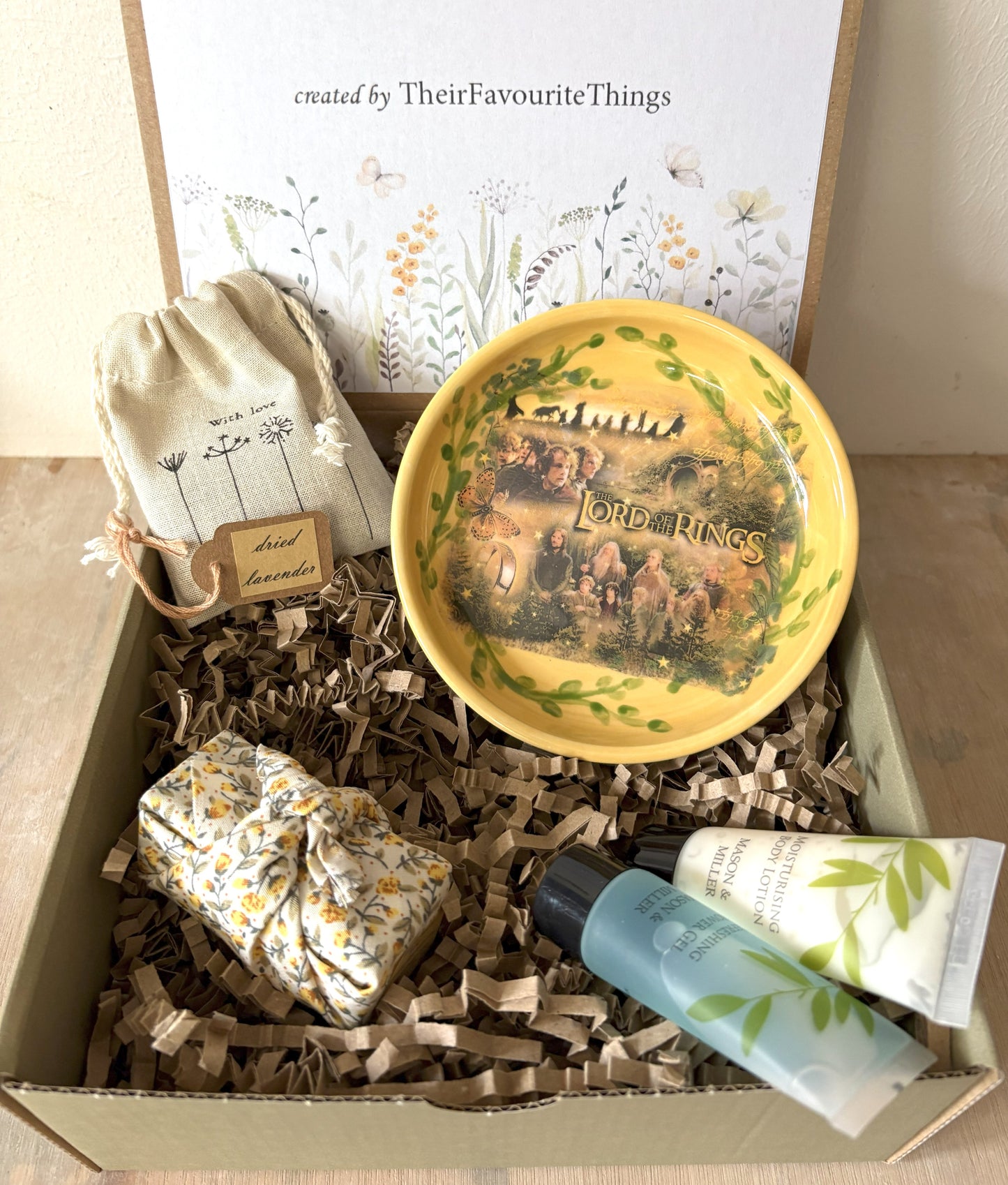 Millie's Pottery Lord of the Rings Inscription Golden Trinket Dish Gift Set
