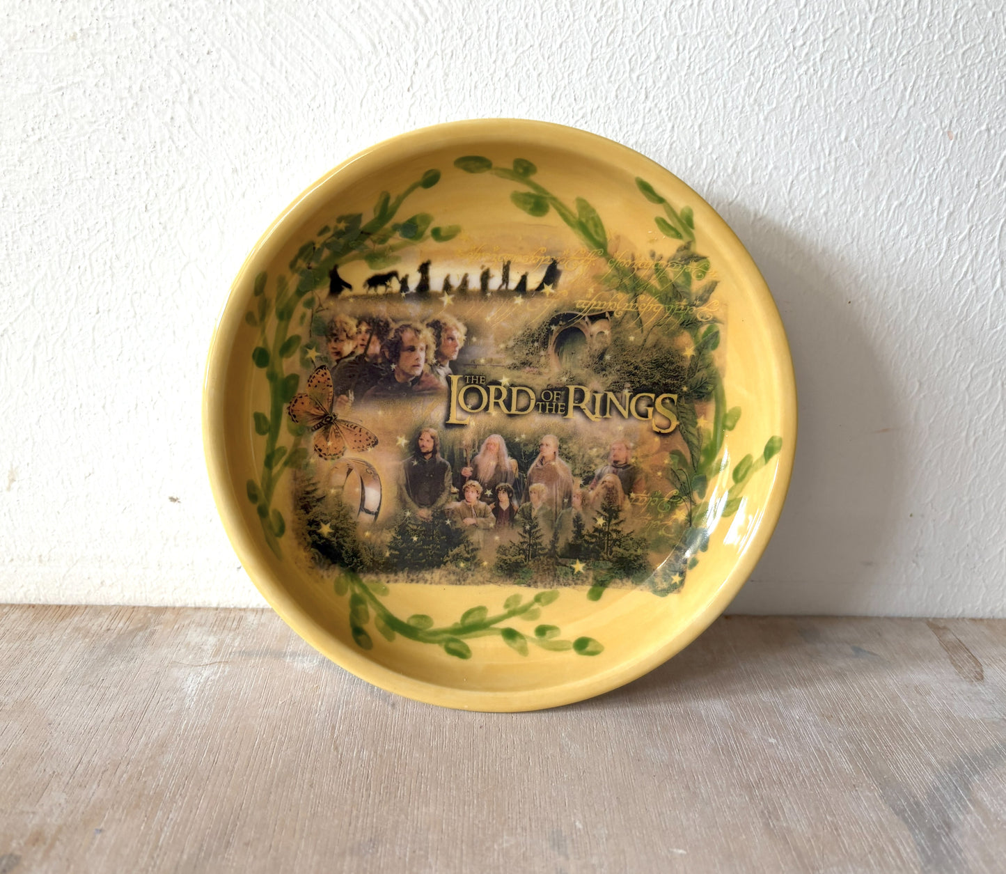 Millie's Pottery Lord of the Rings Inscription Golden Trinket Dish Gift Set
