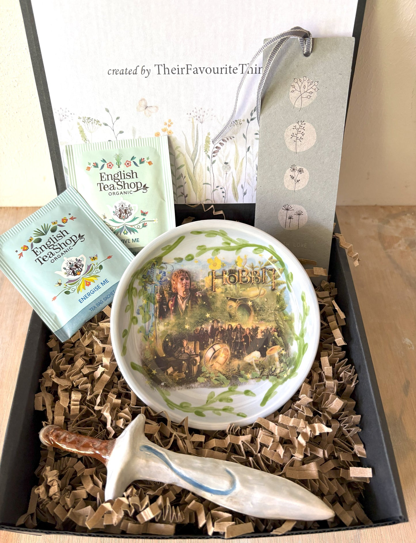 Millie's Pottery The Hobbit Blue Trinket Dish and Sword Gift Set