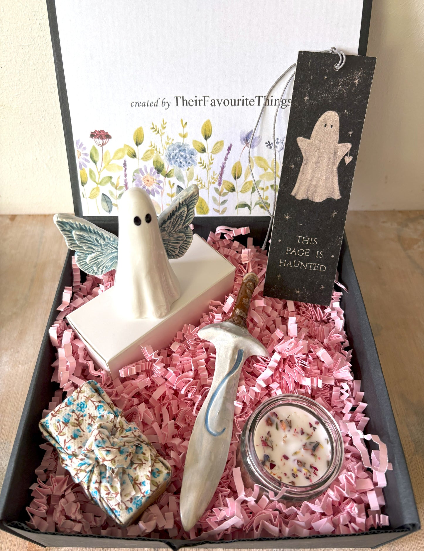 Millie's Pottery Hand Made Blue Wings Fantasy Ghost and Ceramic Sword Gift Set