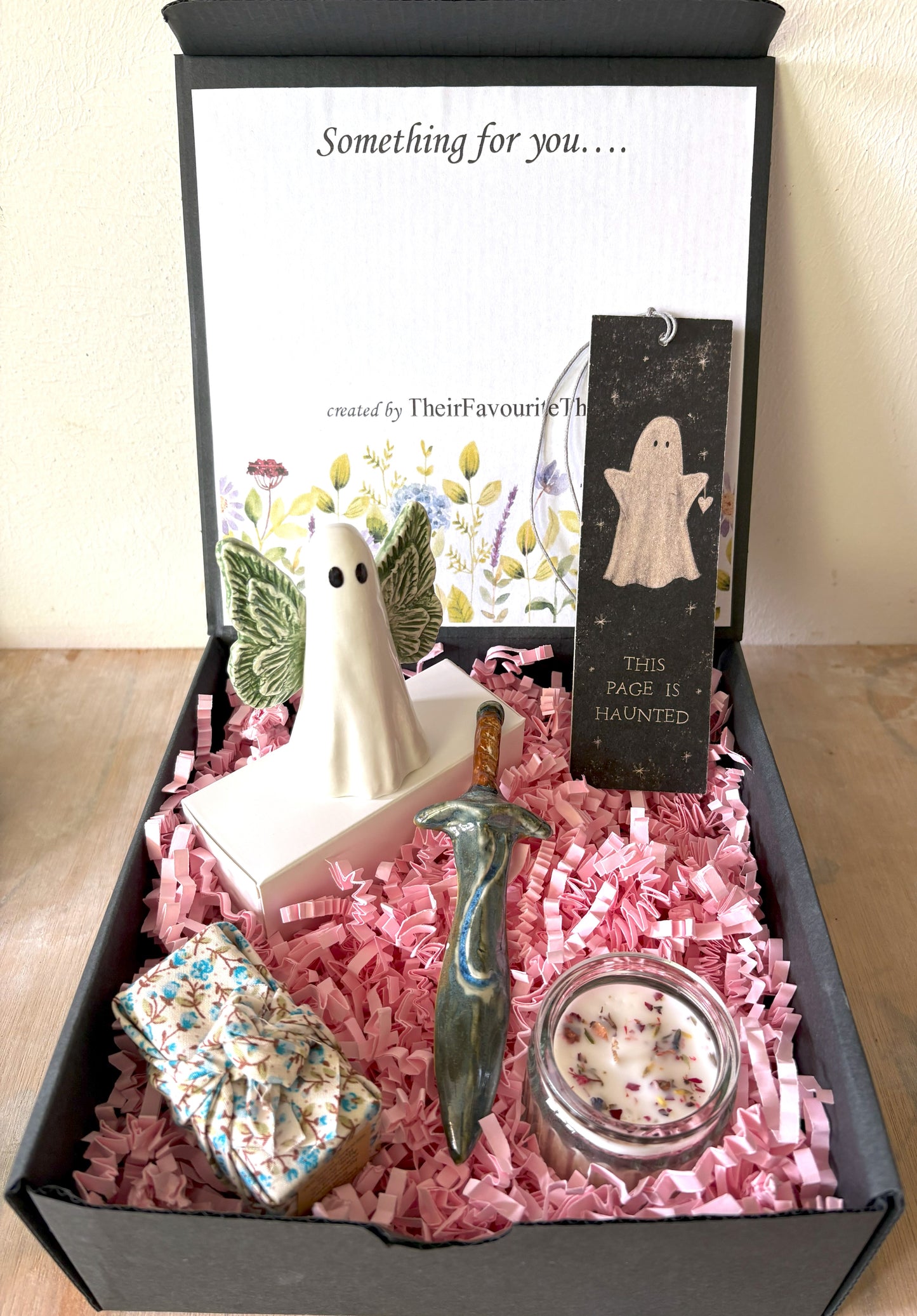 Millie's Pottery Hand Made Green Wings Fantasy Ghost and Ceramic Sword Gift Set
