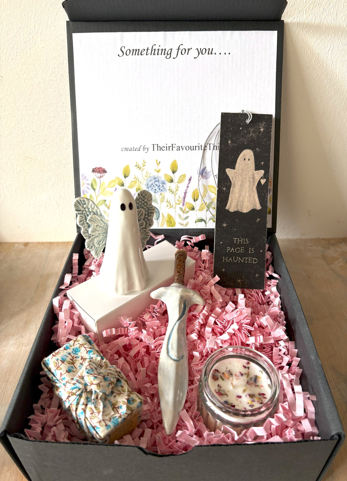 Millie's Pottery Hand Made Seabreeze Blue Wings Fantasy Ghost and Ceramic Sword Gift Set