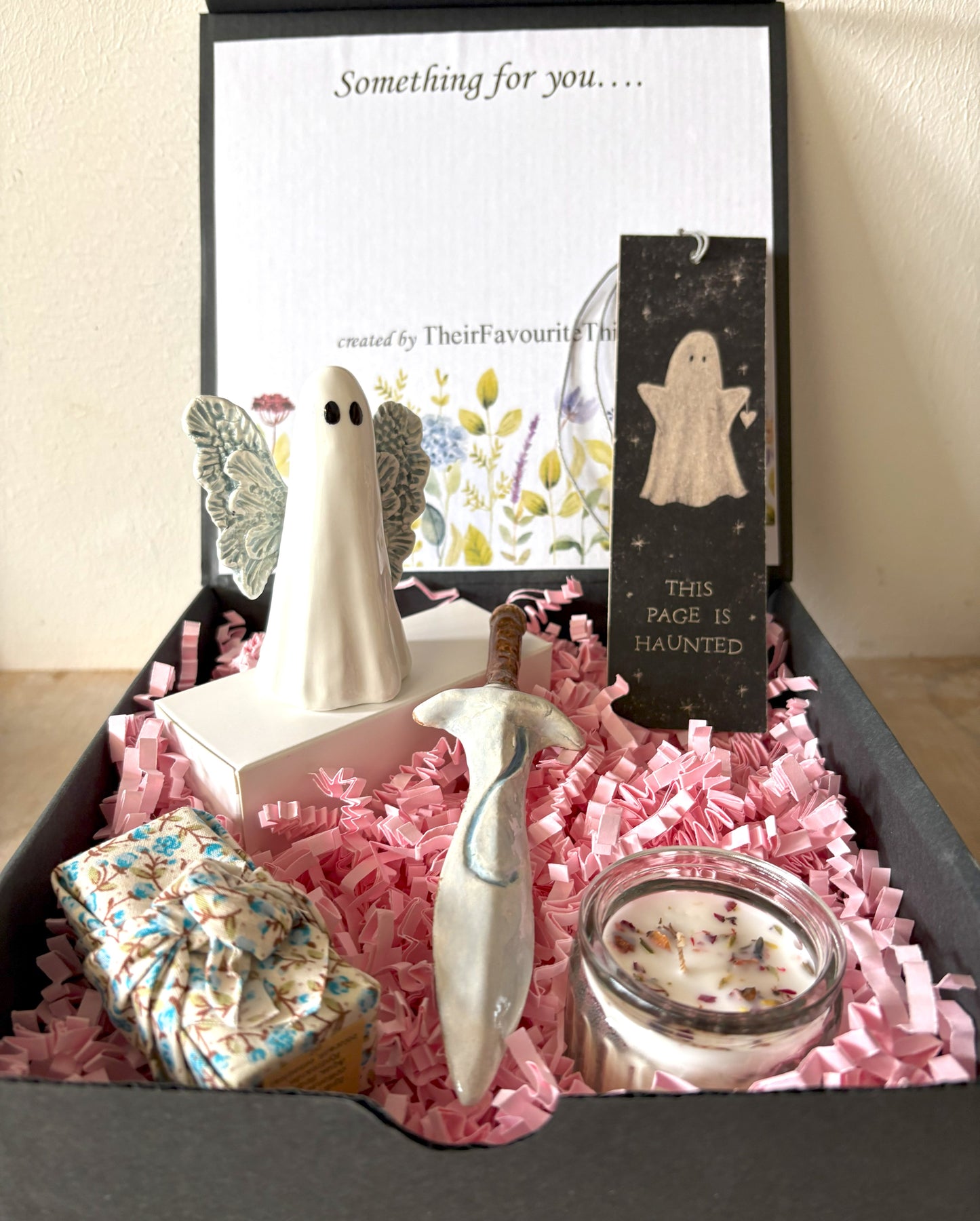 Millie's Pottery Hand Made Seabreeze Blue Wings Fantasy Ghost and Ceramic Sword Gift Set