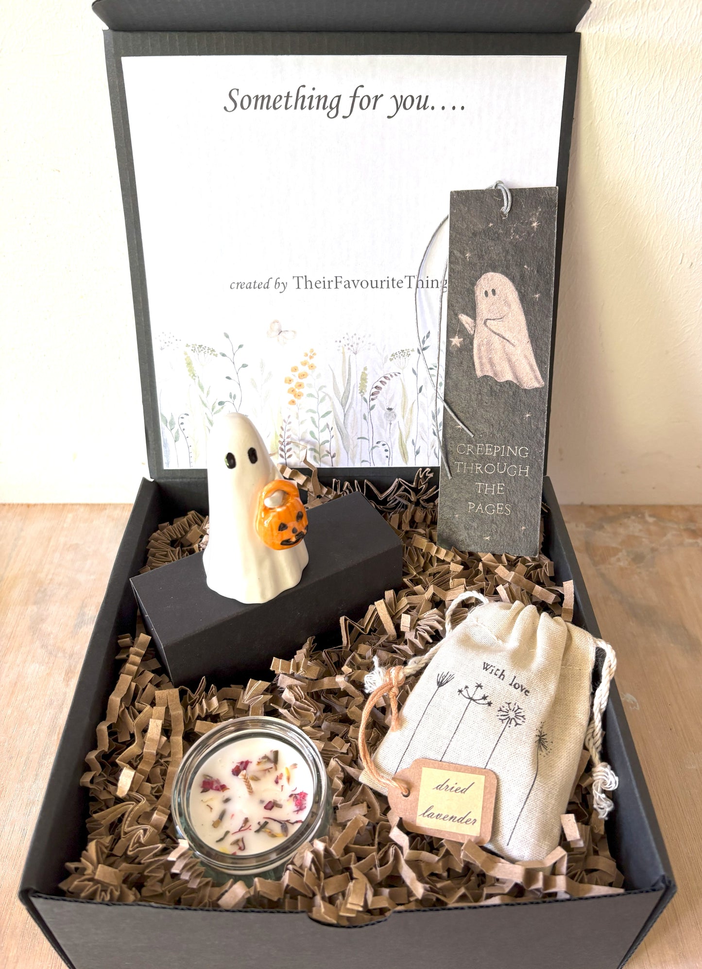 Gift Box with Pumpkin Ghost and Halloween Theme Book Mark and Pretty Gifts