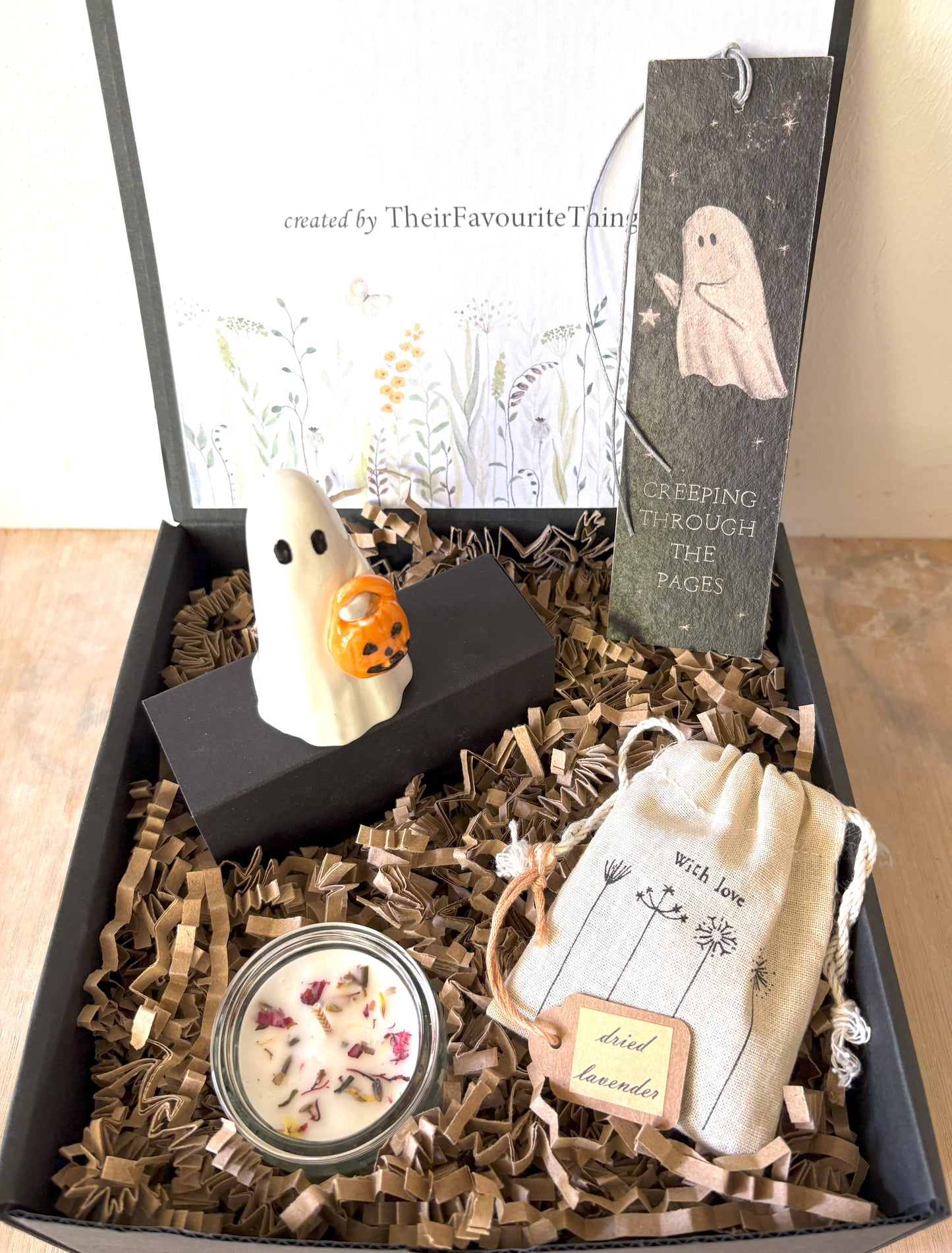 Gift Box with Pumpkin Ghost and Halloween Theme Book Mark and Pretty Gifts