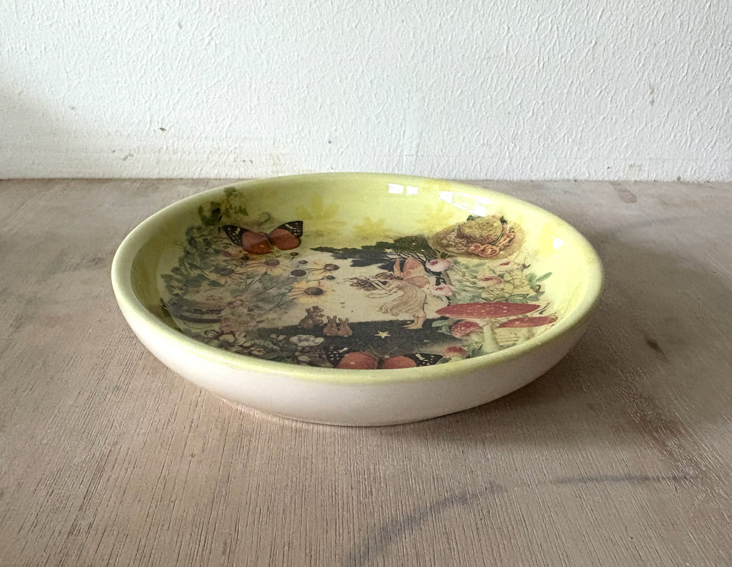 Fairy Trinket Dish - Millie's Pottery Green Autumn Mushroom Fairy Trinket Ring Dish