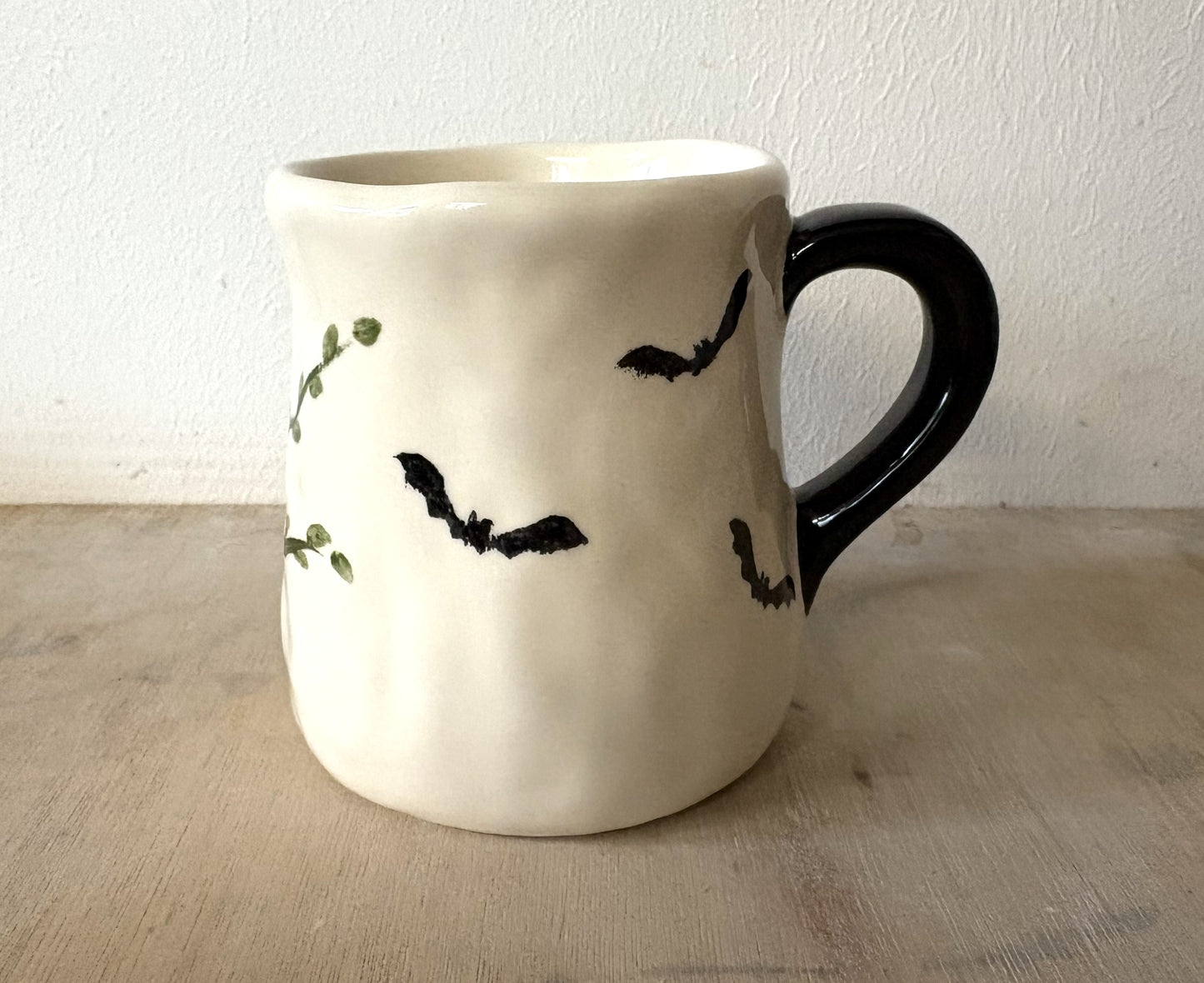 Millie's Pottery Twilight Breaking Dawn Black and Cream Large Tulip Hand Painted Mug