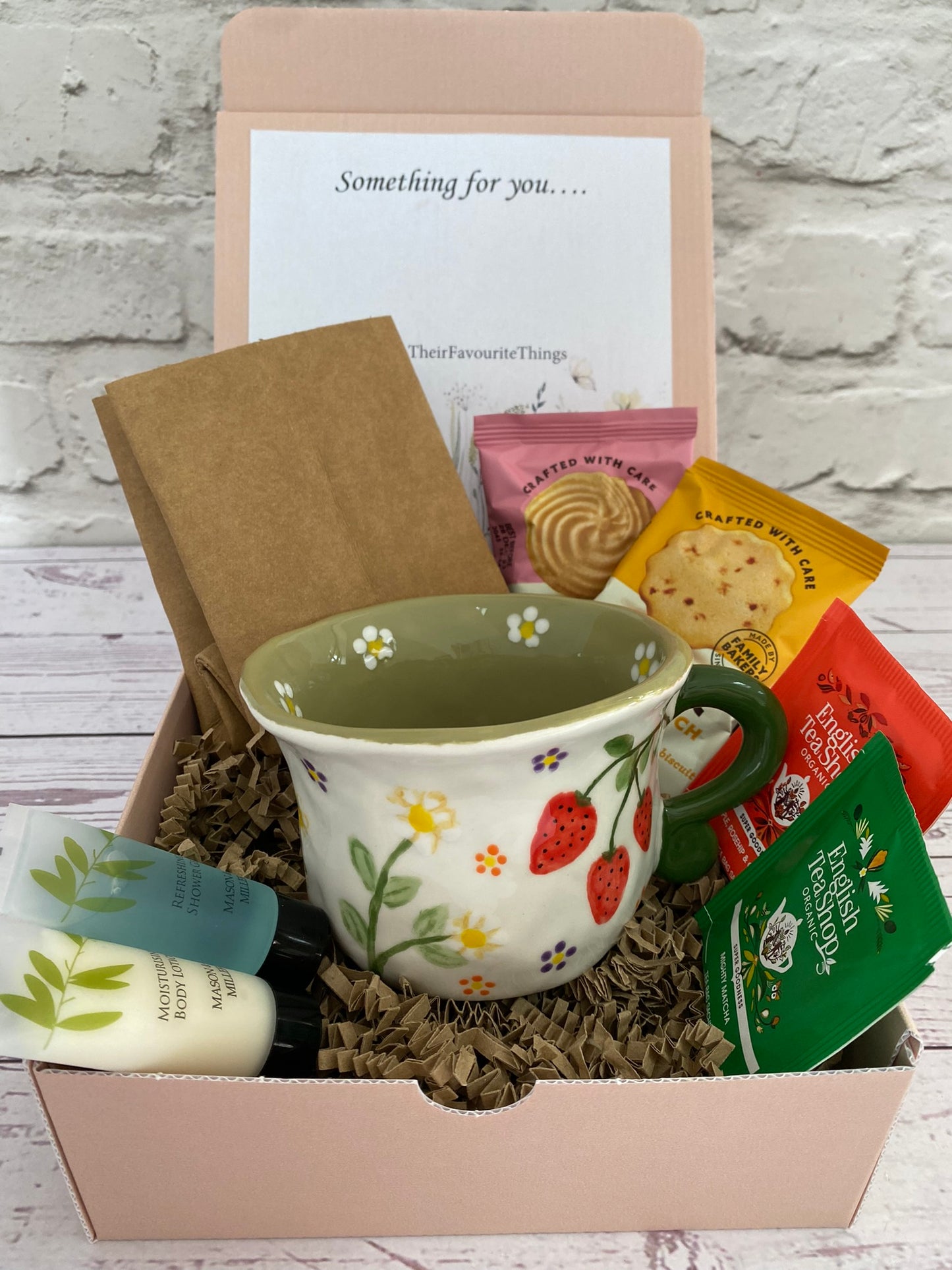 Millie's Pottery Strawberries, Flowers and Blue Butterfly with Peekaboo Strawberry Mug Gift Set