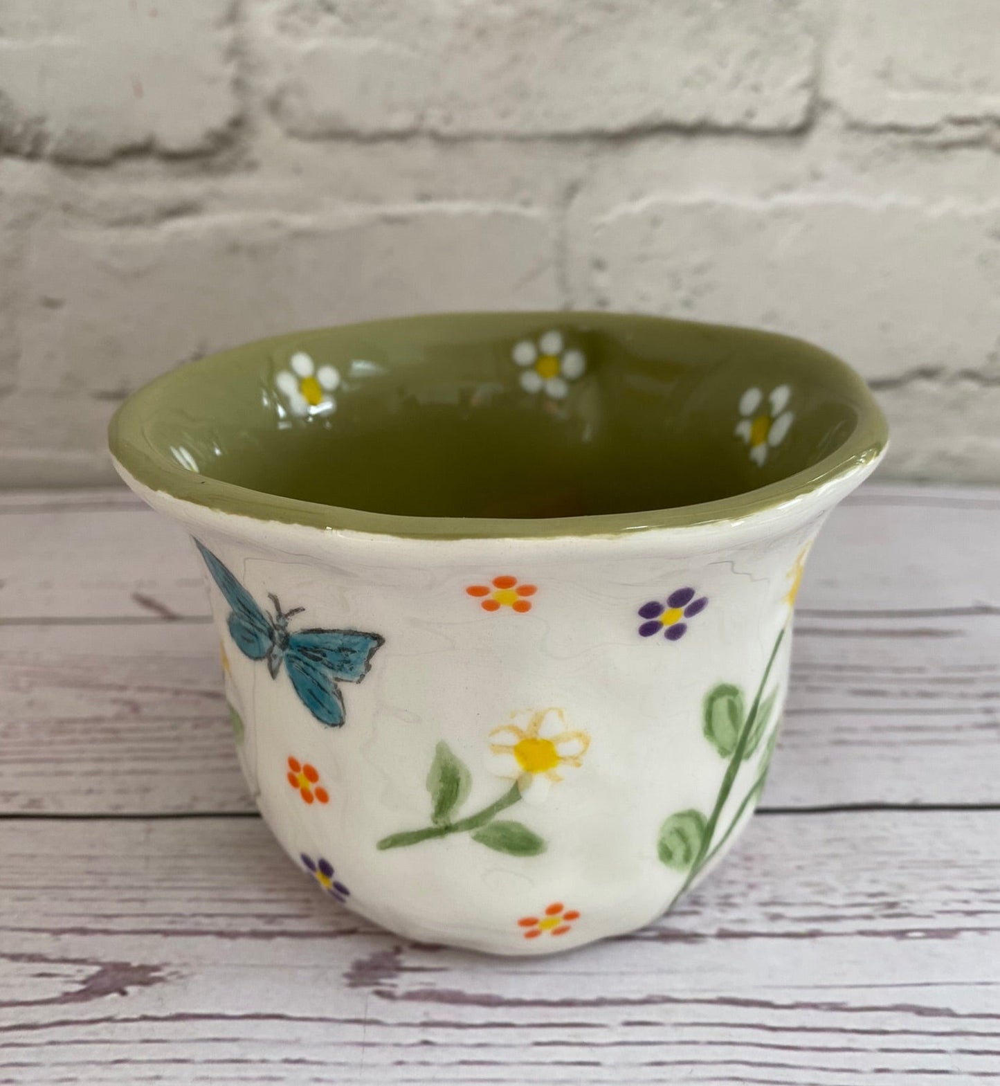 Millie's Pottery Strawberries, Flowers and Blue Butterfly with Peekaboo Strawberry Mug Gift Set
