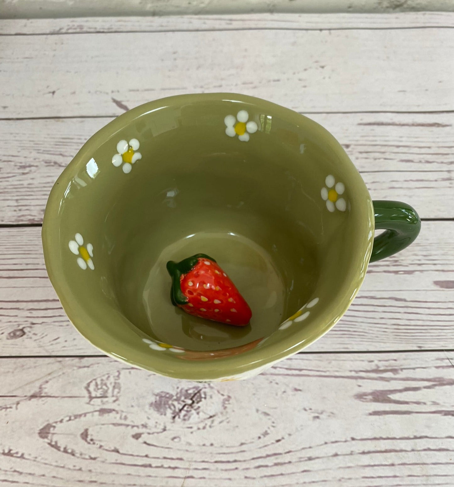 Millie's Pottery Strawberries, Flowers and Blue Butterfly with Peekaboo Strawberry Mug Gift Set