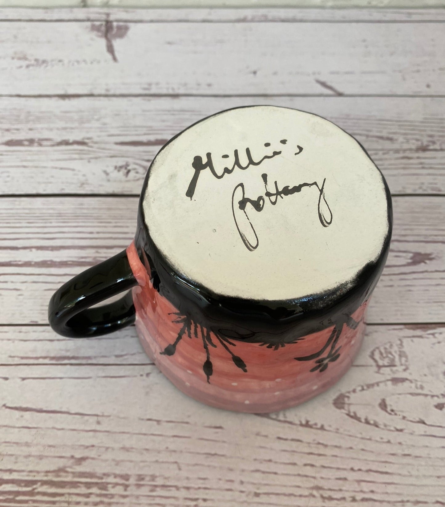 Millie's Pottery Full Moon Rising Ghost with Peek-a-boo Black Cat Mug Gift