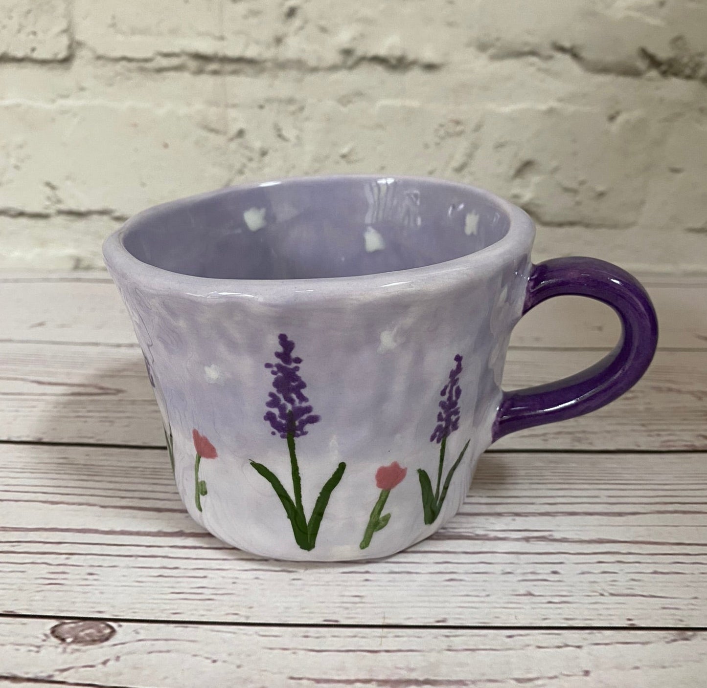 Millie's Pottery Lavender, Black Cat and Moon Peek-a-boo Cute Cat Mug Gift Set
