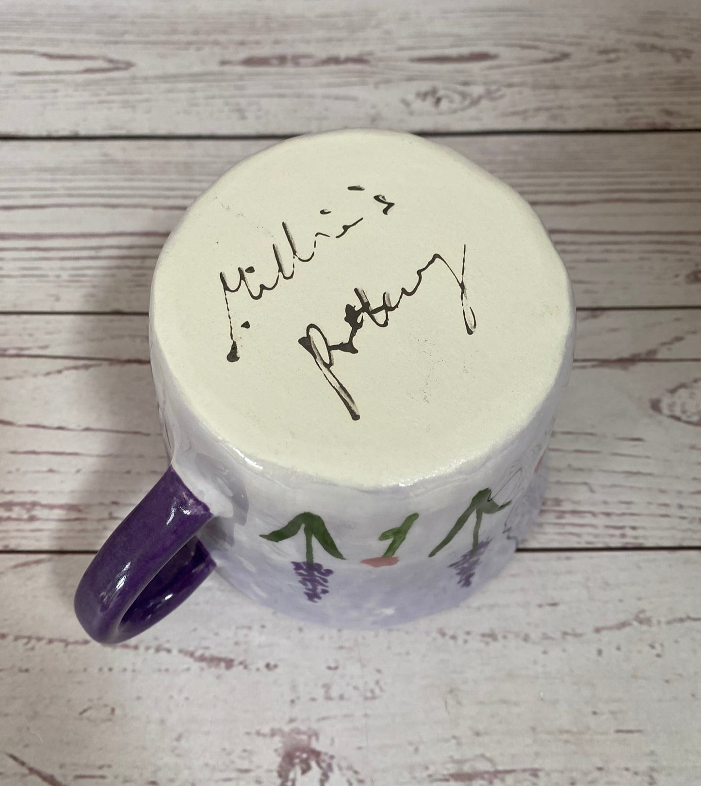 Millie's Pottery Lavender, Black Cat and Moon Peek-a-boo Cute Cat Mug Gift Set