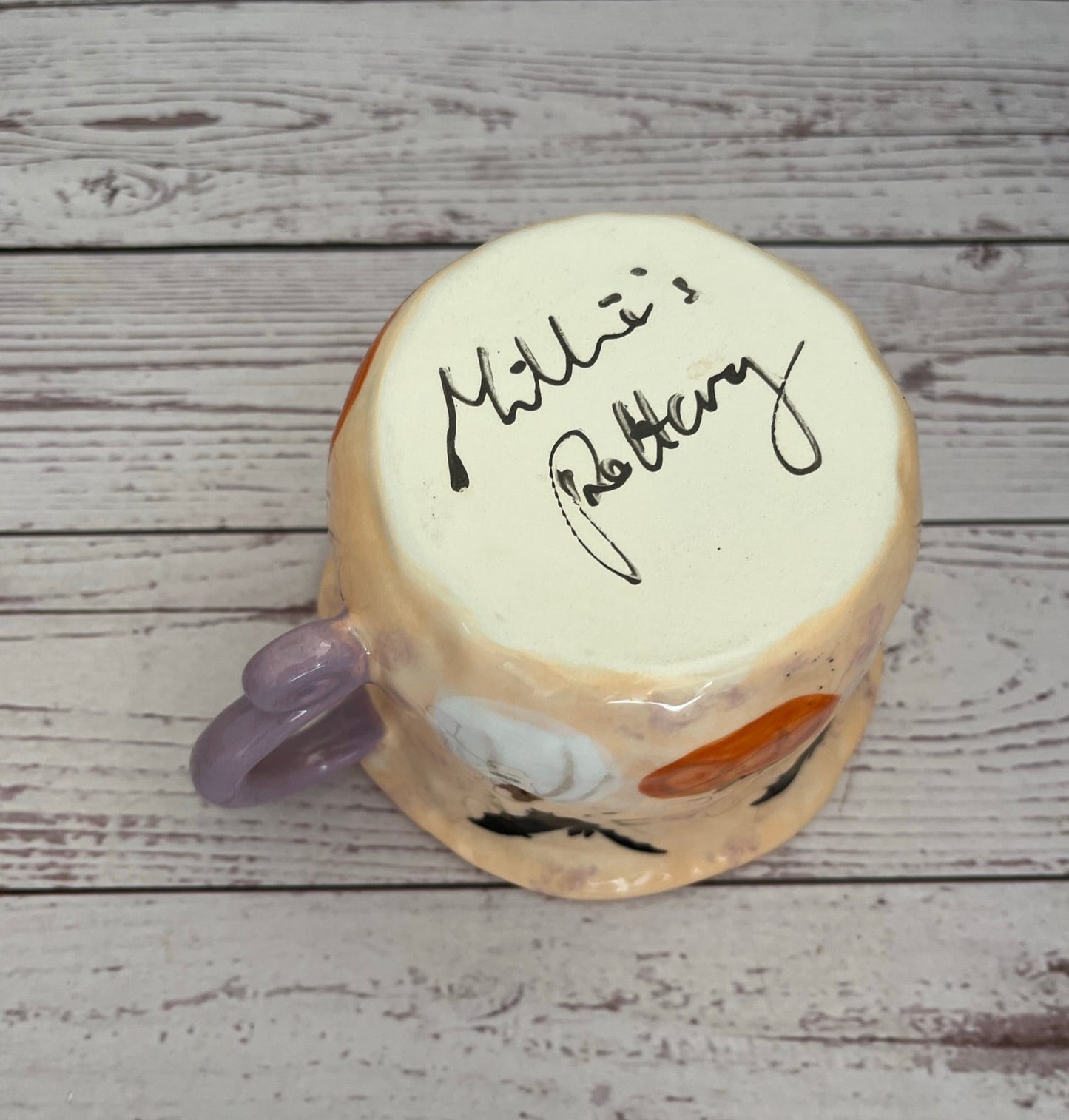 Millie's Pottery Peach Black Trees, Pumpkins and Bats Peekaboo Frog Mug Gift Set