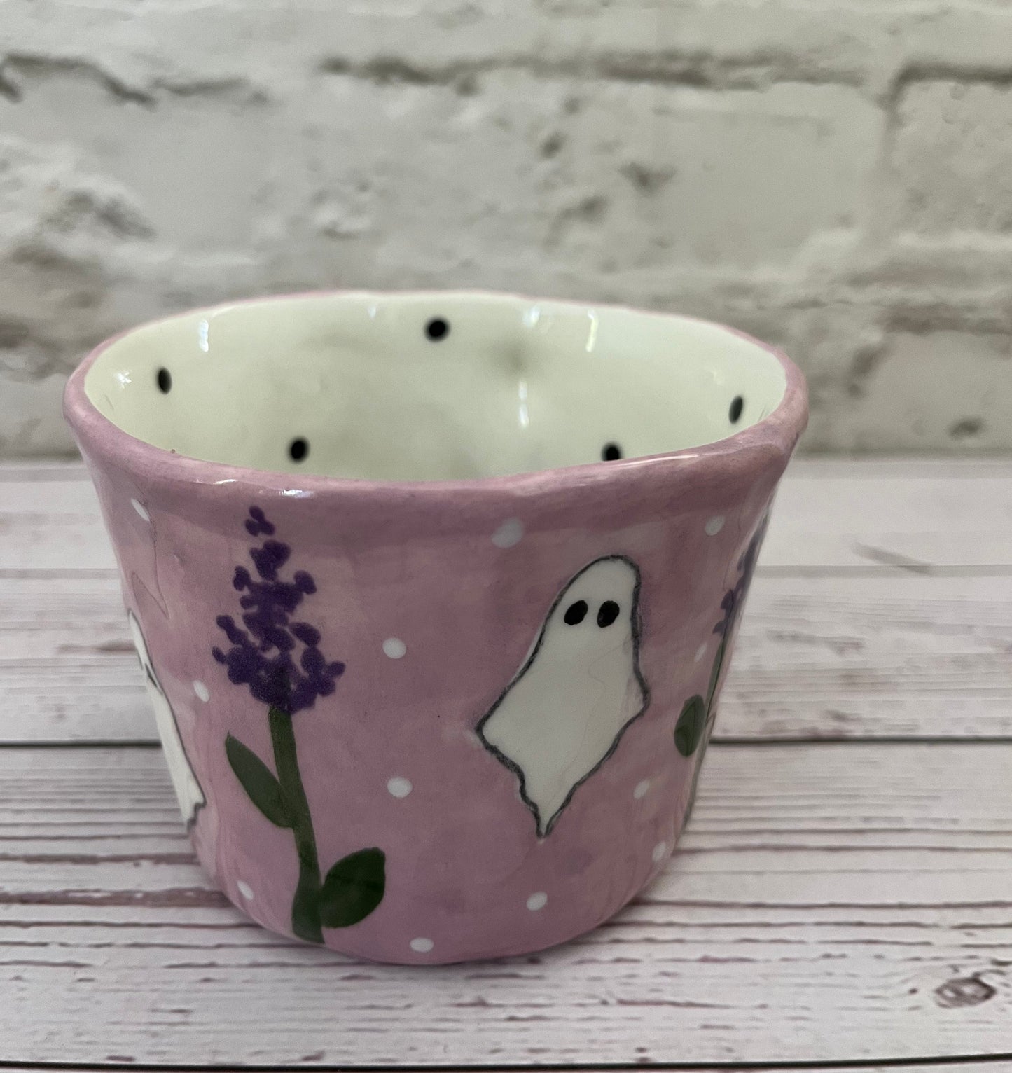 Millie's Pottery Lavender and Ghosts Peek-a-boo Black Cat Mug Gift Set