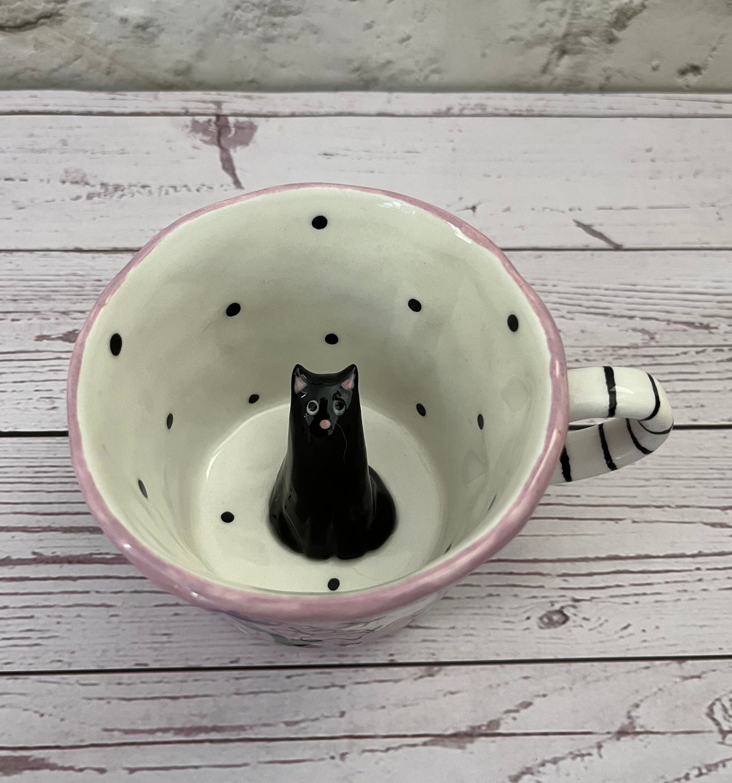 Millie's Pottery Lavender and Ghosts Peek-a-boo Black Cat Mug Gift Set
