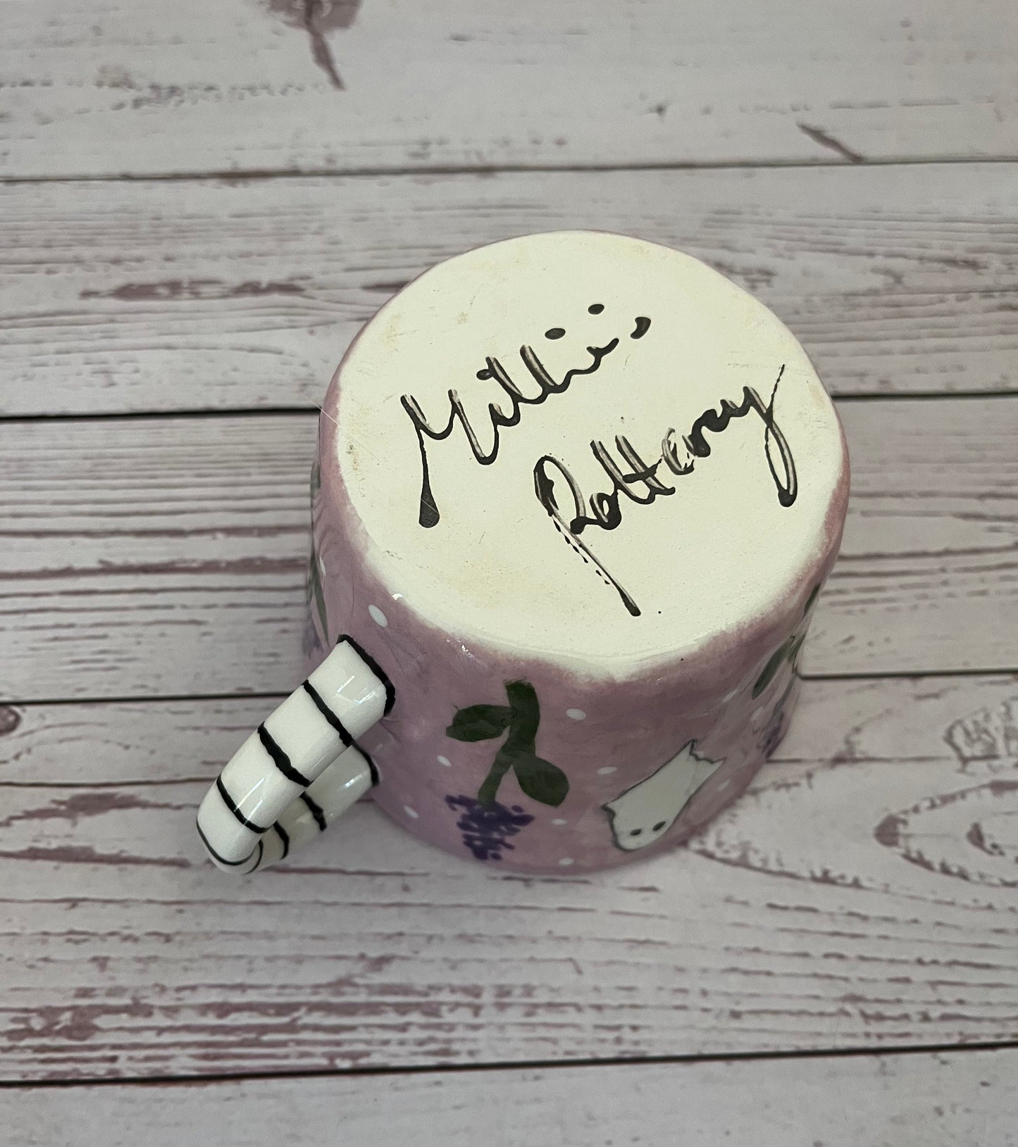 Millie's Pottery Lavender and Ghosts Peek-a-boo Black Cat Mug Gift Set