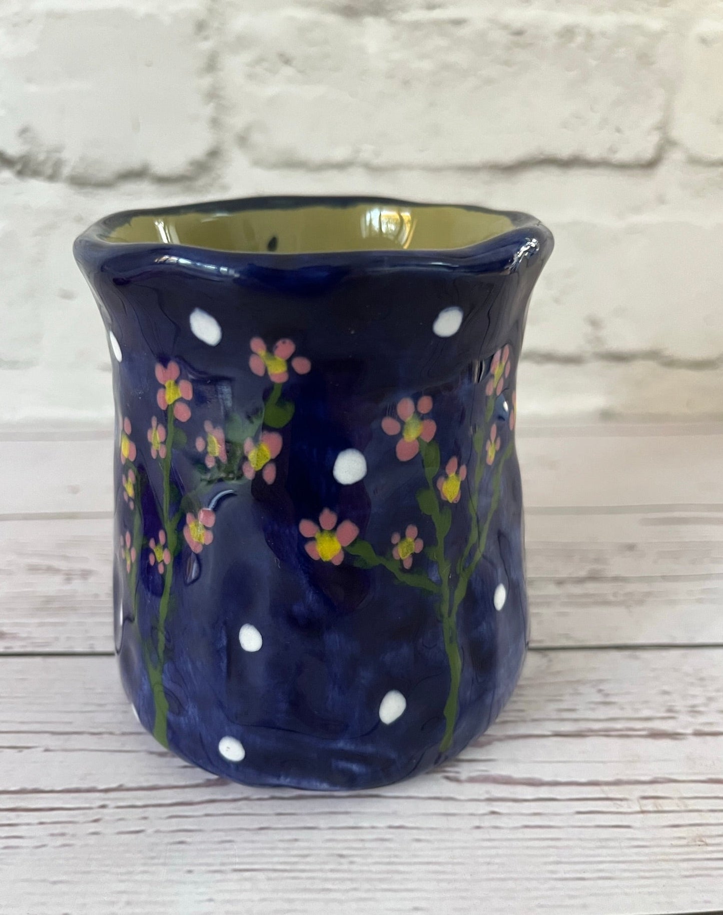 Millie's Pottery Midnight Blue Mystical Werewolf and Flower Mug Gift