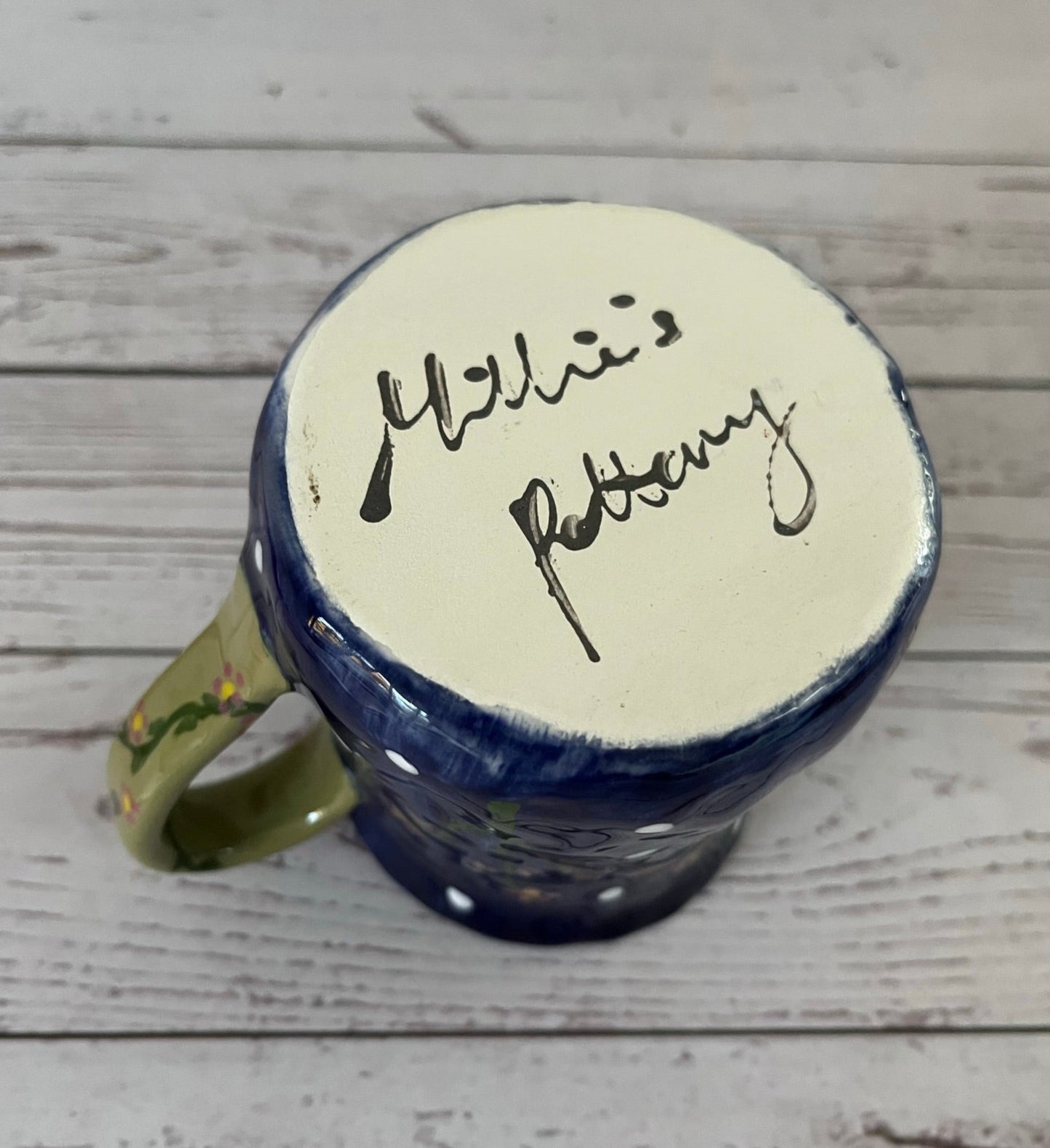 Millie's Pottery Midnight Blue Mystical Werewolf and Flower Mug Gift