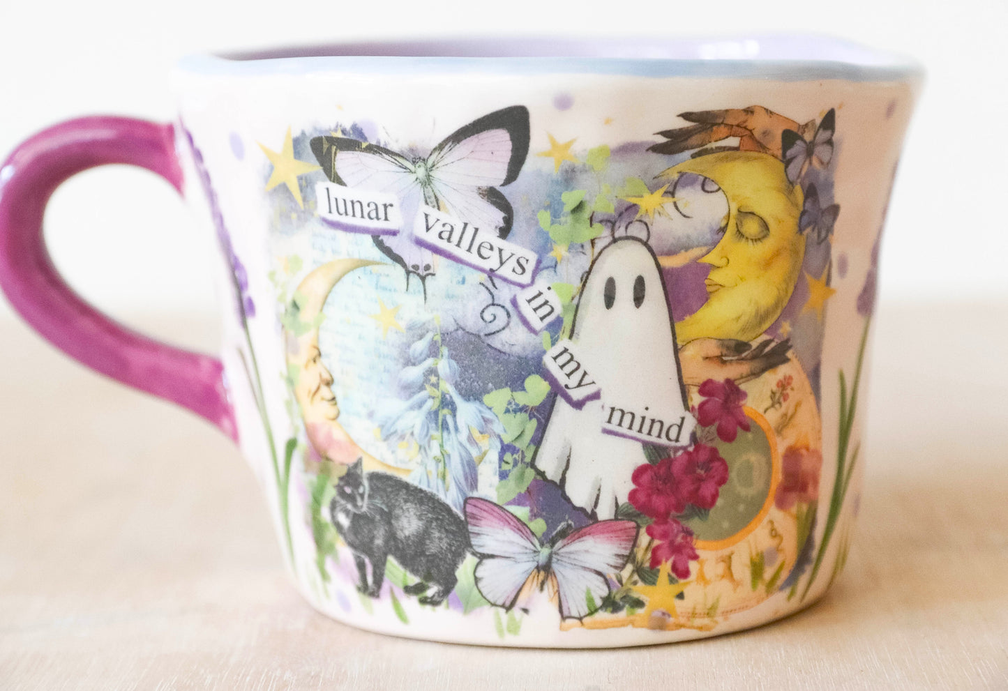 Millie's Pottery Luna Valleys Large Mug with Fantasy Ghost Protector Hand Made Gifts