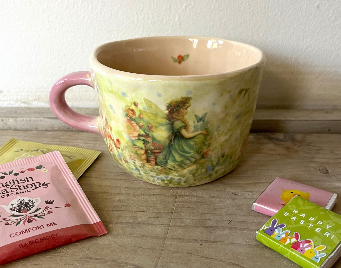 Millie's Pottery Garden Fairy with Butterfly Mug with Peek-a-boo Frog Mug Gift