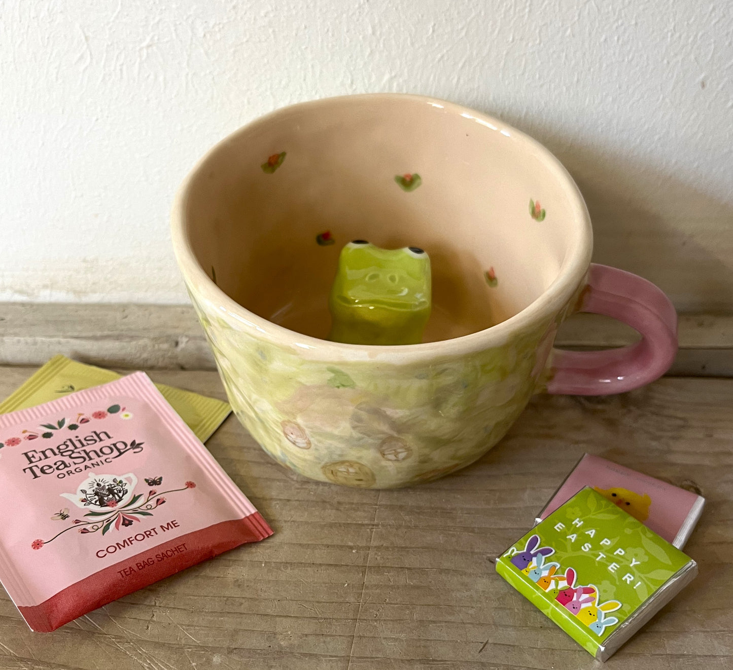 Millie's Pottery Garden Fairy with Butterfly Mug with Peek-a-boo Frog Mug Gift
