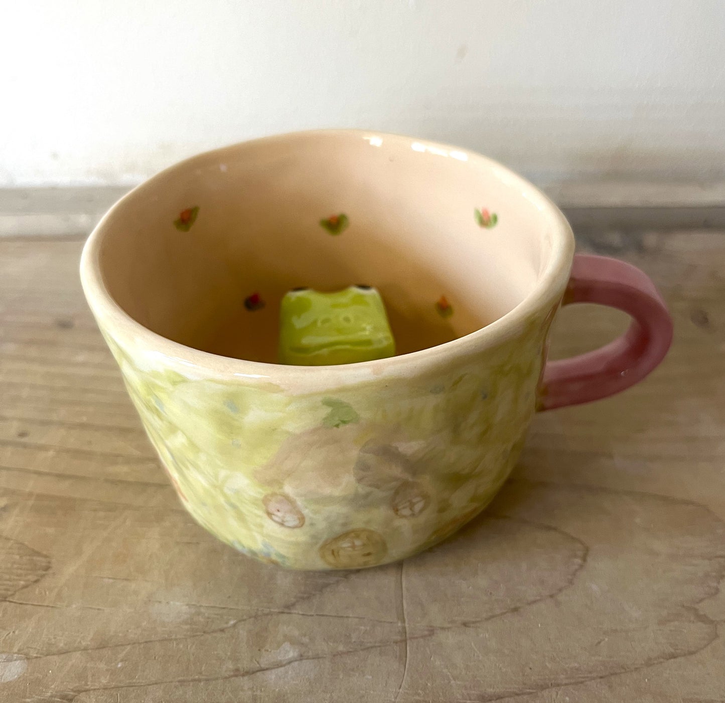 Millie's Pottery Garden Fairy with Butterfly Mug with Peek-a-boo Frog Mug Gift