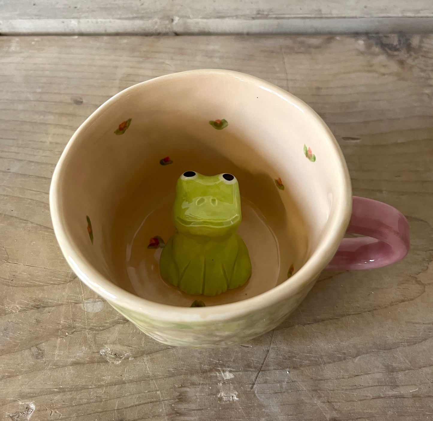 Millie's Pottery Garden Fairy with Butterfly Mug with Peek-a-boo Frog Mug Gift