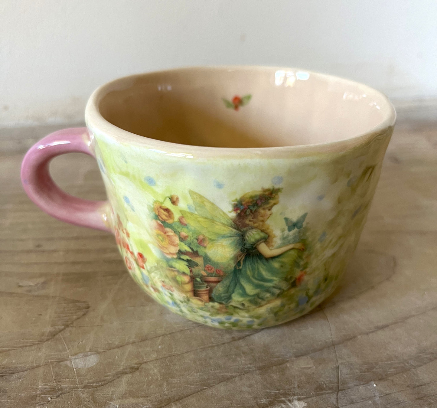 Millie's Pottery Garden Fairy with Butterfly Mug with Peek-a-boo Frog Mug Gift