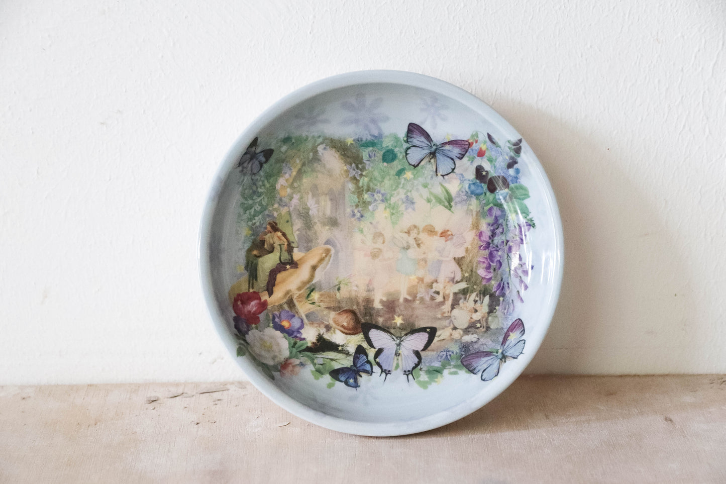 Millie's Pottery Blue Garden Fairy Trinket Dish Gift Set