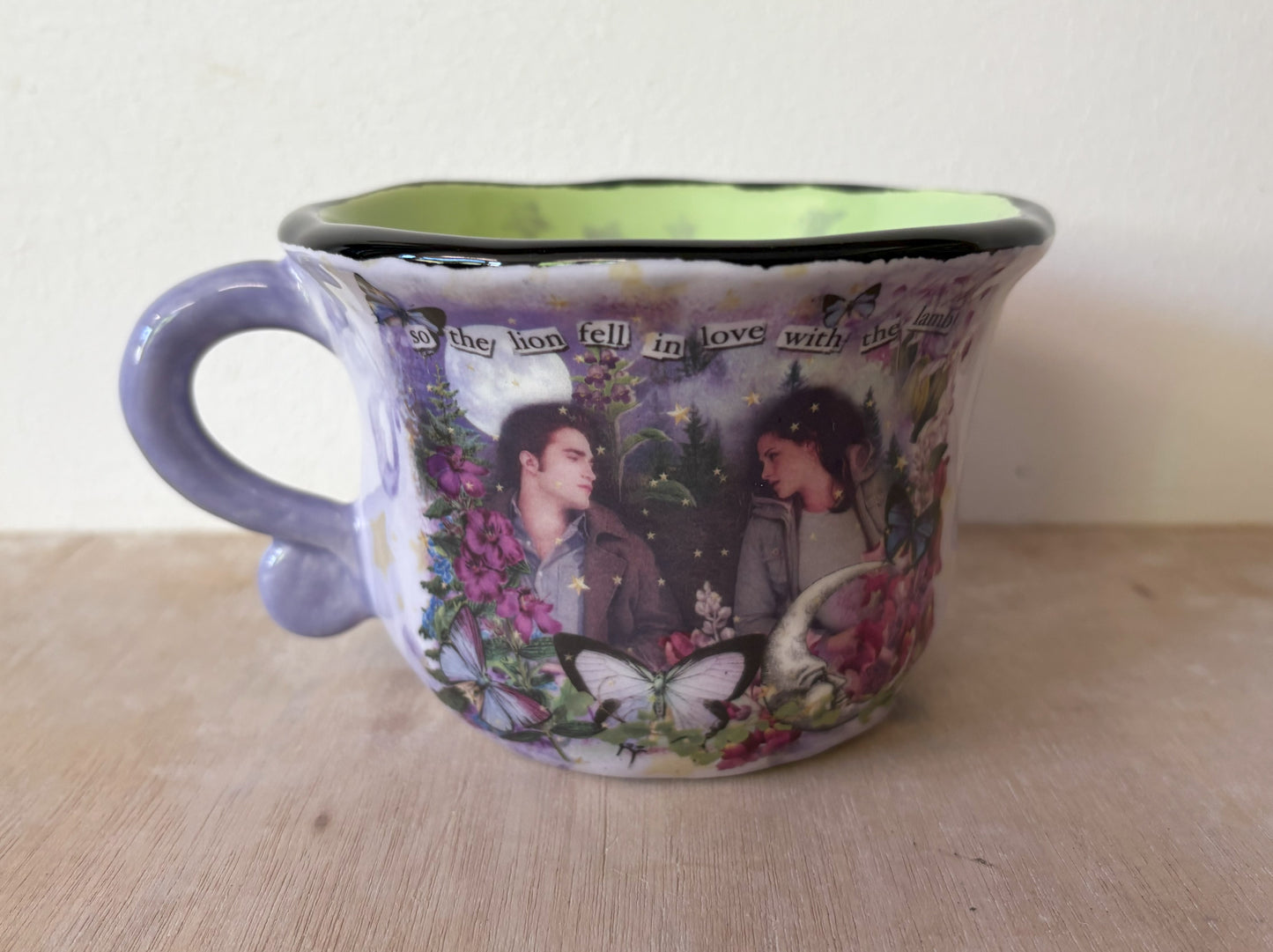 Millie's Pottery Twilight Meadow 'So the lion fell in love with the lamb' Large Scroll Handle Mug