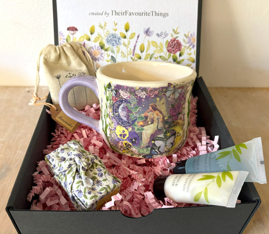Millie's Pottery Purple and Lilac Fairy Design Hand Painted Large Mug Gift Set