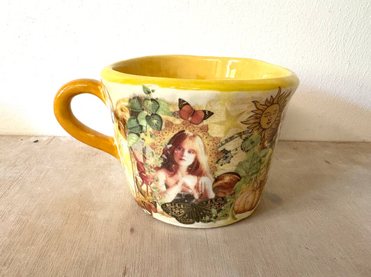 Millie's Pottery Practical Magic Gillian Large Cream and Gold Hand Made Mug