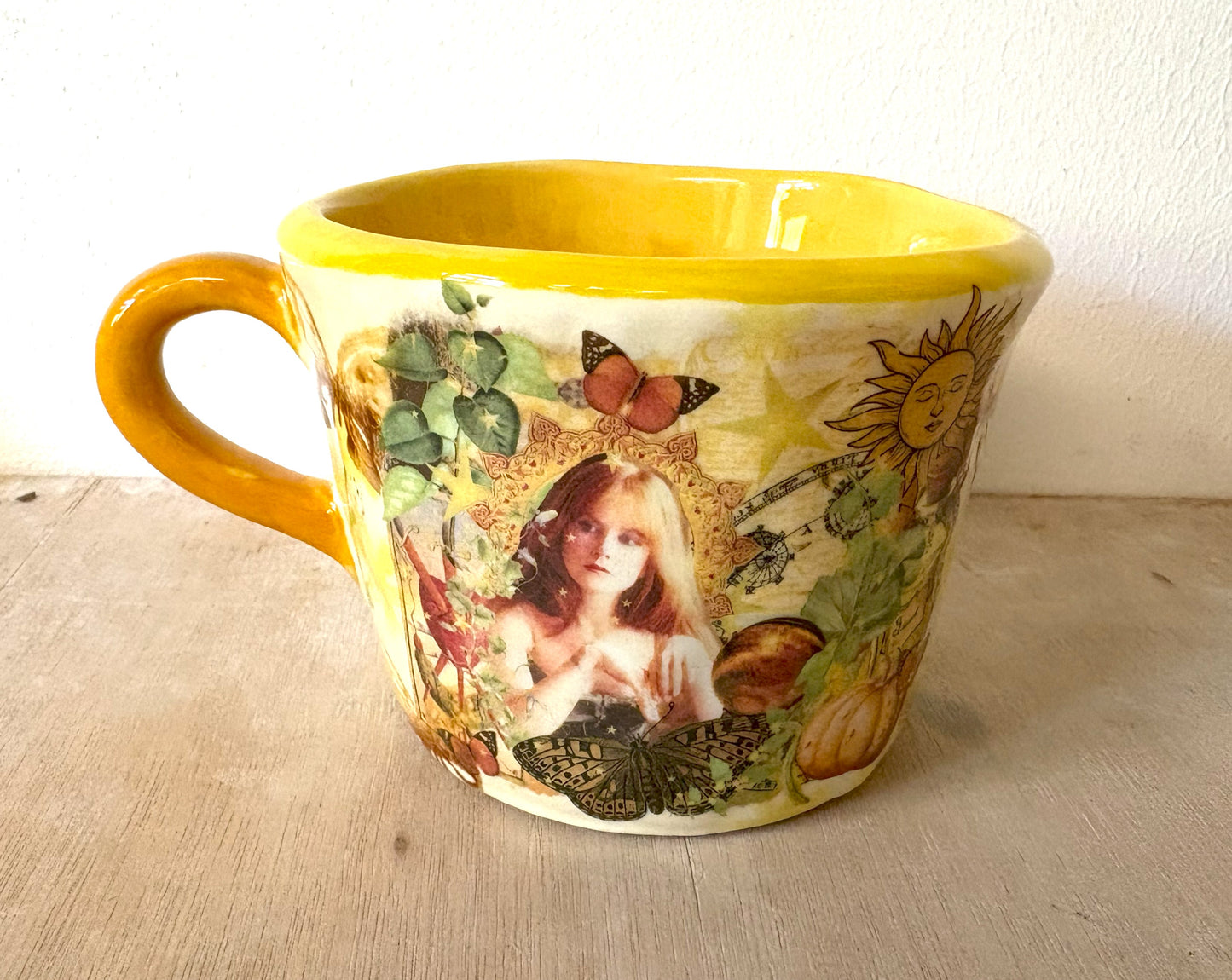 Millie's Pottery Practical Magic Gillian Large Cream and Gold Hand Made Mug